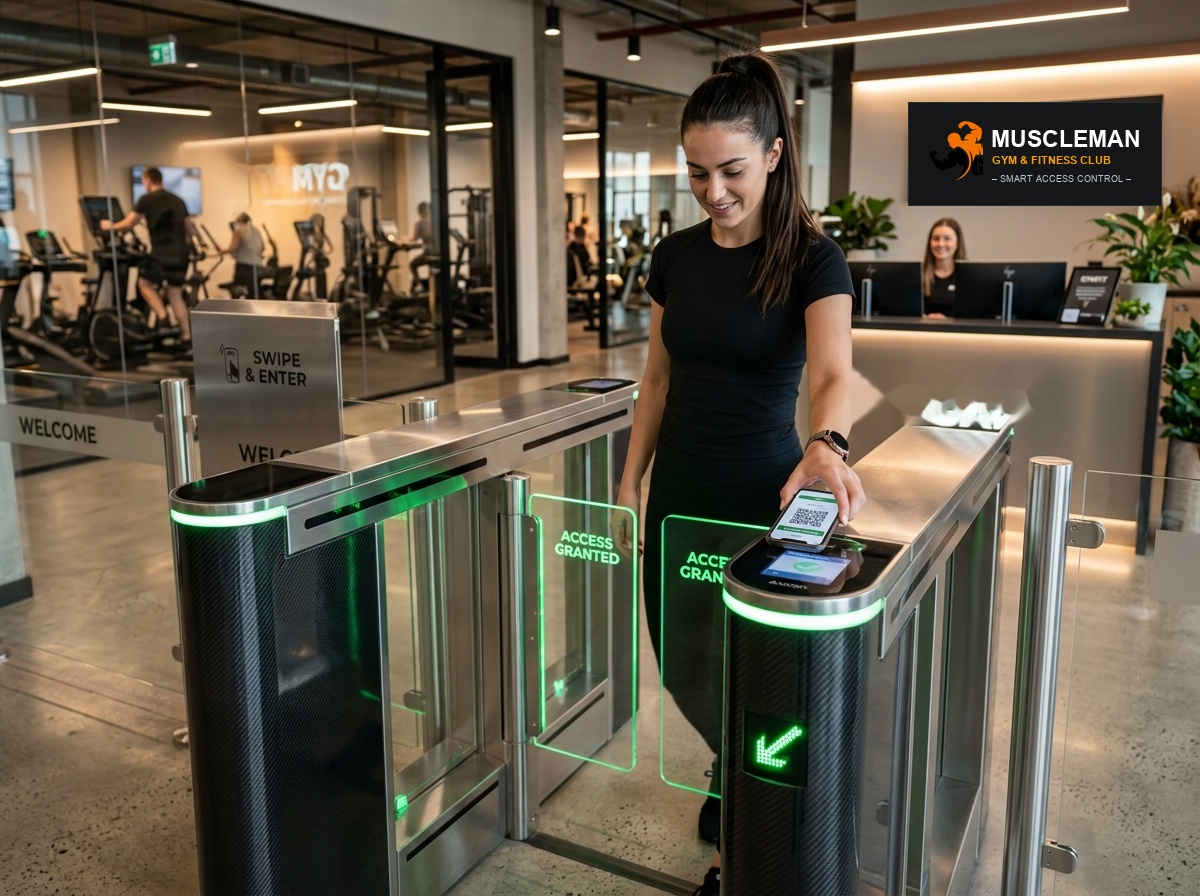 Muscleman Gym Biometric Turnstile Gate Access